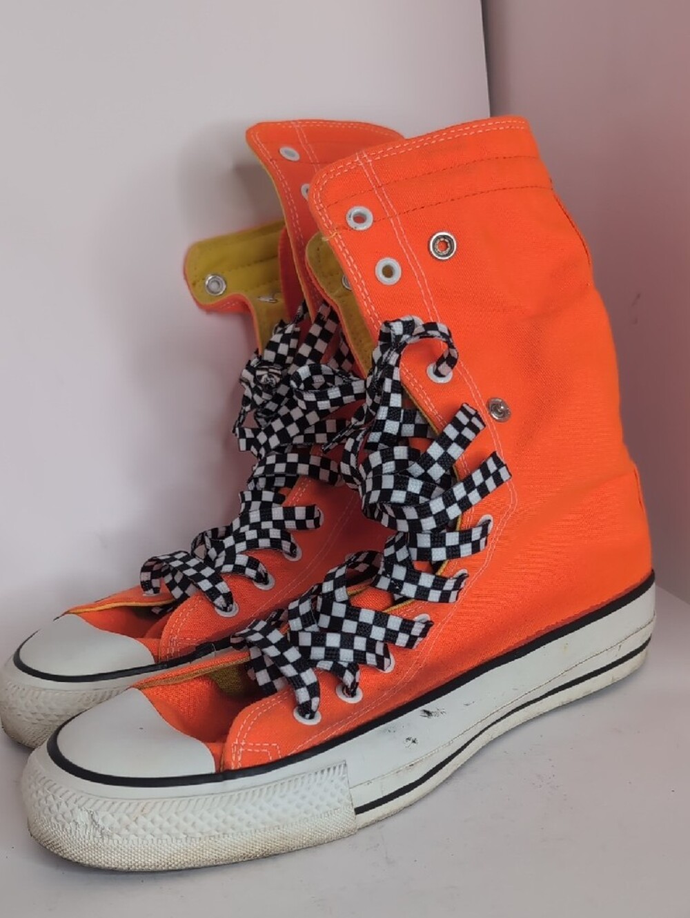 Vintage Converse Bright Orange High-Top Sneakers - Picture 3 of 9
